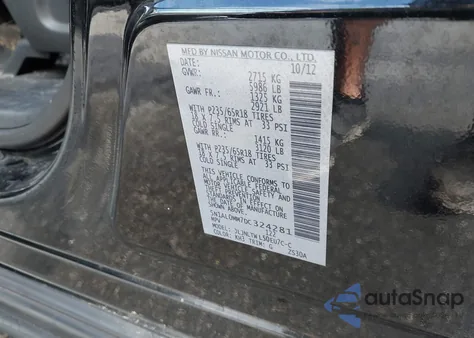 2013 Infiniti Jx35 z USA, uszkodzony, nr VIN 5N1AL0MM7DC324281